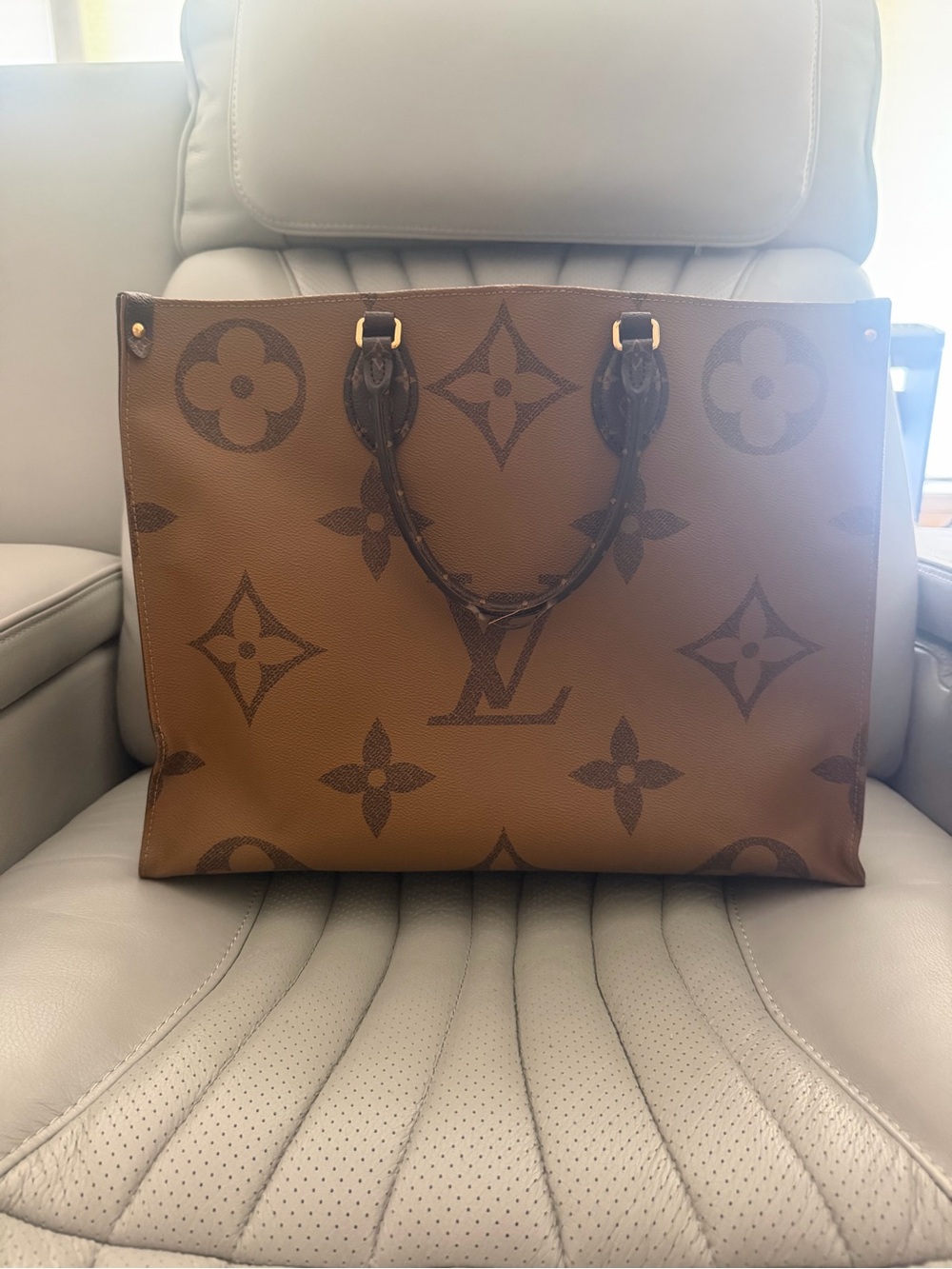 Louis Vuitton Giant Monogram Brown Canvas Tote with Dark Brown Handles